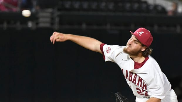 Mar 15, 2024; Tuscaloosa, Alabama, USA; Alabama starting pitcher Ben Hess makes a pitch against Tennessee at Sewell-Thomas Stadium in the first game of the SEC season for both teams.  